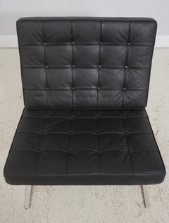 Hekman Barcelona Style Mid-Century Modern Chrome Chair and Ottoman, circa 1990s