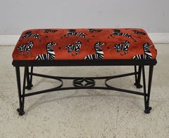French Art Deco Style Wrought Iron Bench with Zebra Upholstery, circa 1930s