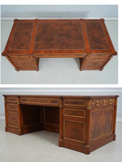 1980s Francesco Molon Walnut Executive Desk with Leather Top