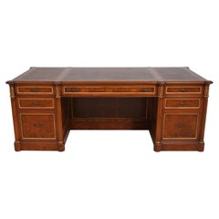 1980s Francesco Molon Walnut Executive Desk with Leather Top