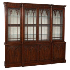 JOHN WIDDICOMB Vintage Large Walnut Gothic Design Breakfront Display Bookcase