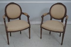 Set of 8 French Louis XVI Upholstered Dining Room Armchairs