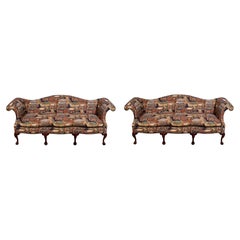 Pair SOUTHWOOD Ball & Claw Mahogany Camelback Sofas