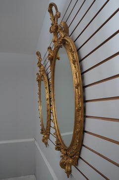 Pair MIRROR FAIR Colonial Williamsburg Oval Looking Glass Mirrors