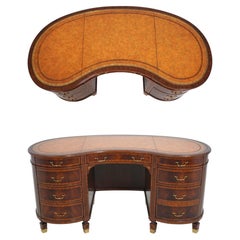 MAITLAND SMITH Leather Top Mahogany Kidney Shape Desk