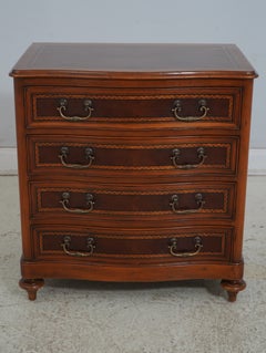 Pair Of ALFONSO MARINA Mahogany Bow Front Inlaid Nightstands
