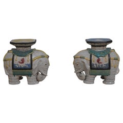 Pair of Early 19th Century Chinese Porcelain Elephant Garden Seats