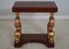 Antique Italian Inlaid Mahogany Console Table with Gilt Dolphin Supports, circa