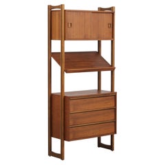 Mid-Century Modern Walnut Bookcase Étagère with Storage, circa 1960s