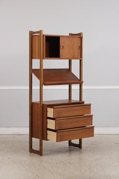 Mid-Century Modern Walnut Bookcase Étagère with Storage, circa 1960s