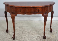 Vintage Burl Walnut George II 1 Drawer Console Table
