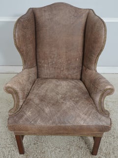 RALPH LAUREN Leather Chippendale Wing Chair