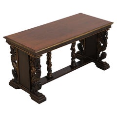 Antique French Neo Renaissance Carved Library Table