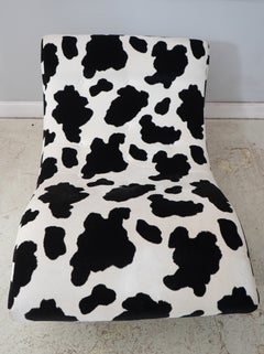 Adrian Pearsall Style Mid-Century Modern Wave Chaise Lounge in Cow Print Upholst