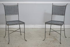 Set of Four French Bistro Style Woven Metal Dining Chairs, circa 1950s