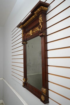 Early 19th Century Neoclassical Mahogany Wall Mirror Gilt Carved Accents, c.1810