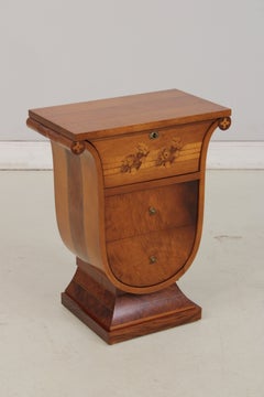 Pair of Napoleonic Italian Inlaid Walnut Nightstands or Side Tables