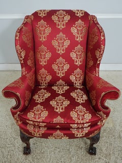Pair of KINDEL Mahogany Wing Chairs, Chippendale Style, Circa 1990