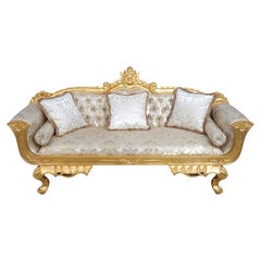 French Baroque Giltwood Sofa Settee with Ornate Carvings, Circa 1993