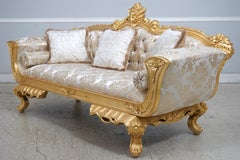 French Baroque Giltwood Sofa Settee with Ornate Carvings, Circa 1993