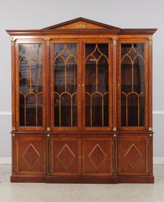 Neoclassical Mahogany Breakfront Bookcase, Kent Finish, Circa 2000
