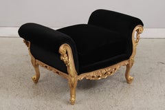 Pair of PAMA Louis XV Style Gilt Gold Velvet Benches, Circa 1993