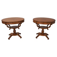 Pair Of Continental Style 2 Tier 1 Drawer Pedestal Lamp End Tables