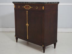 Antique 19th Century French Empire Mahogany & Marble Top Server Commode, c. 1860