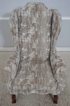 Pair Of Tall Back William & Mary Style Wing Chairs