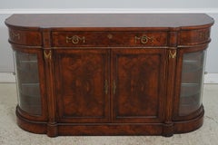 HENREDON Burl Walnut Curio Cabinet, French Empire Style, Circa 1980s