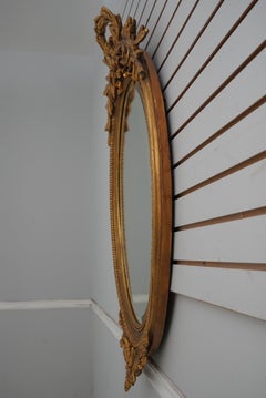 Vintage C.1890s French Wreath Top Gold Frame Mirror