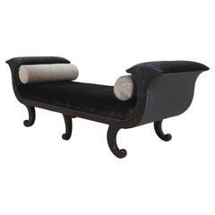 HENREDON Mahogany Regency Fainting Couch, Ornate Carvings, Circa 1990s