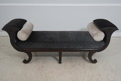 HENREDON Mahogany Regency Fainting Couch, Ornate Carvings, Circa 1990s