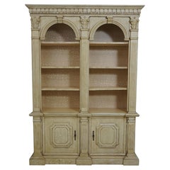 Crackle Painted Finish Double Arched Top Open Bookcase