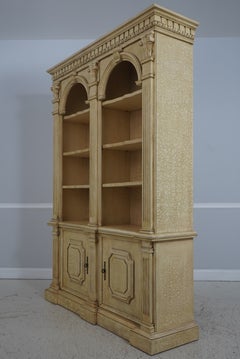 Crackle Painted Finish Double Arched Top Open Bookcase