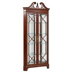 KARGES Chippendale Beveled Glass Mahogany Corner Cabinet