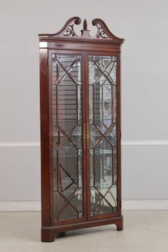KARGES Chippendale Beveled Glass Mahogany Corner Cabinet