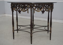 MAITLAND SMITH Round Neoclassical Glass Top Iron Table