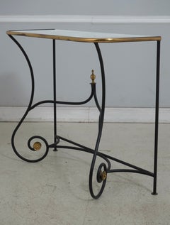 Wrought Iron & Brass Base Milk Glass Top Console Table
