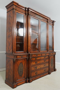 THEODORE ALEXANDER Flame Mahogany Breakfront China Cabinet
