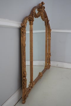 French Louis XV Style 3 Panel Gold Frame Horizontal Mirror