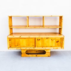 Restored 1970s Studio Made Solid Pine Credenza or Media Console