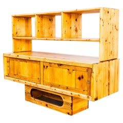 Restored 1970s Studio Made Solid Pine Credenza or Media Console