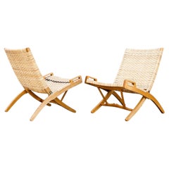 Hans Wegner Model 512 Folding Chairs in Rattan & Ash