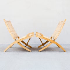 Hans Wegner Model 512 Folding Chairs in Rattan & Ash