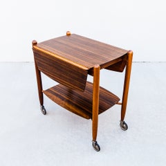 Vintage 1950s British Mid Century Modern Expandable Bar Cart by Vanson