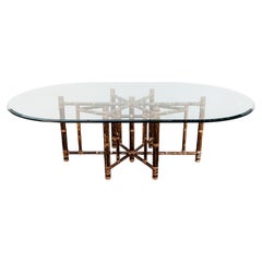 McGuire Coastal Modern Bamboo & Laced Rawhide Racetrack Dining Table