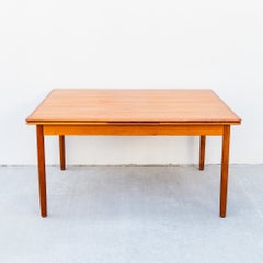 Restored 1960s Danish Modern Teak Draw Leaf Dining Table for 10 Guests
