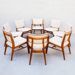 Restored 1950s Brown Saltman Solid Mahogany Dining Chairs in Edelman Leather