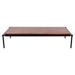 Einzigartiger Couchtisch im kalifornischen Modern-Stil der 1960er Jahre aus Eiche und Stahl mit schwebender Tischplatte